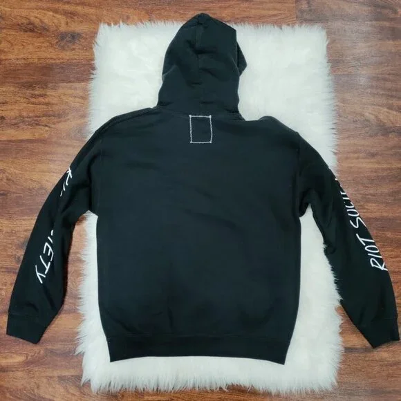 Riot Society Long Sleeve Kangaroo Pocket Loungewear Streetwear Hoodie Black Med - Picture 3 of 6